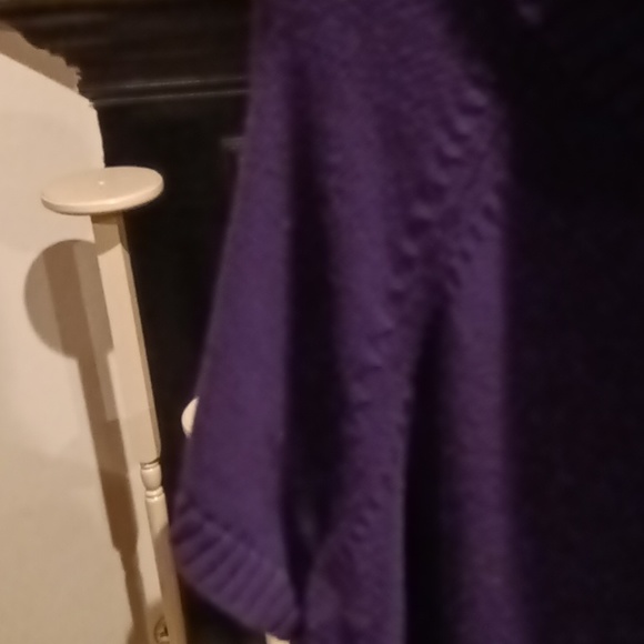 FINAL PRICE CHAPS purple s/s sweater w left-sided buttoned down shoulder 1X - Picture 4 of 9